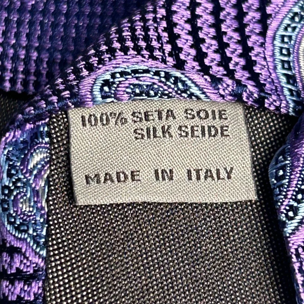 Canali 1934 Men's Silk Tie Purple Blue Paisley Made in Italy 3.5